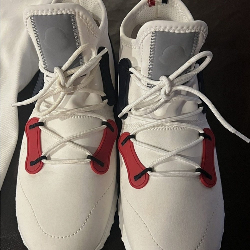 Moncler - White Sneakers with Red and Blue Accents - Picture 4 of 9